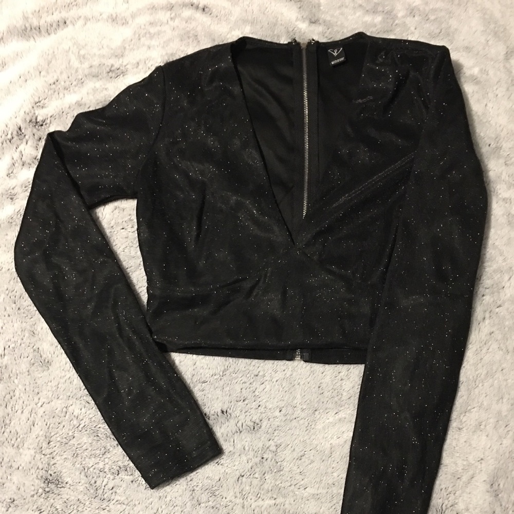 Shimmery Black Crop Top